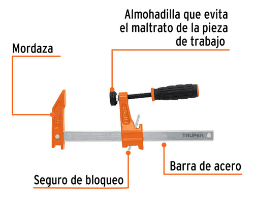 Prensa Rápida Tipo F 6 , Uso Ligero, Truper 103166