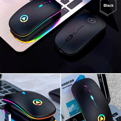 Imagen 3 de 5 de Mouse Inalambrico Recargable Adaptador Led