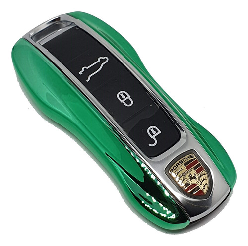 Case Chave Porsche Verde Com Cromado L+s 911 Cayman Cayenne