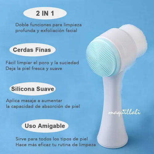 1 cepillo facial 2 en 1, cepillo exfoliante de limpieza facial manual de  mano con cerdas suaves ultrafinas para limpieza profunda de poros de  silicona