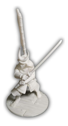 Samurái Mod2 Con Estandarte, Escala 1/9 (20cm), Blanco