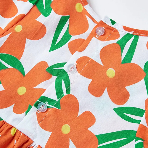 Vestido De Princesa De Algodón Floral Con Diadema - Verano P