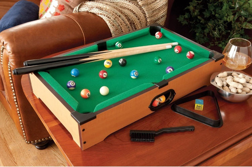 Juego Mesa Billar 51x32x9.5cm Mini 2 Tacos 48cm Bolas 2.5cm