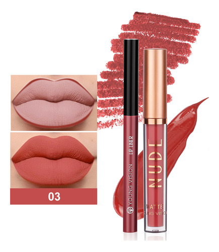 Set De Lápiz Labial Líquido Mate G Lip Gloss Y Lápiz Delinea
