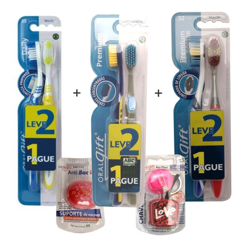 6 Cepillos De Dientes Kit Premium Adultos +soporte +hilo