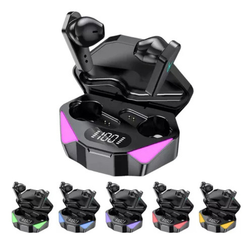 Auriculares X-15 Bluetooth Inalámbricos Rgb In Ear Micrófono Color Negro