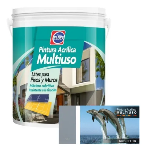 Pintura Pisos - Multiuso Elbex 1lt Gris Delfin Acabado Mate