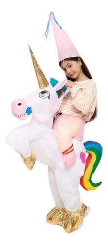 Disfraz Inflable De Unicornio Cuerno Dorado