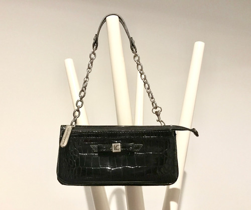 Bolso De Mano Liz Claiborne Negro De Charol Original