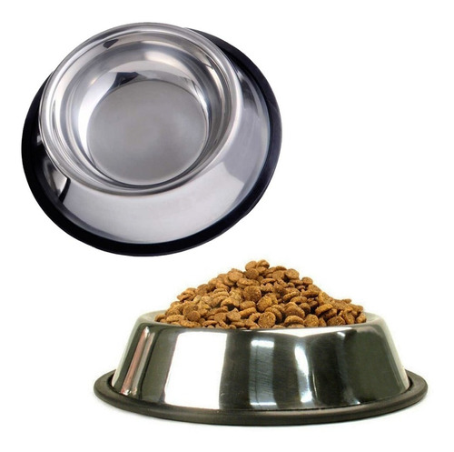 Comedero Bebedero Acero Inox Antivuelco Med Para Perros 22cm