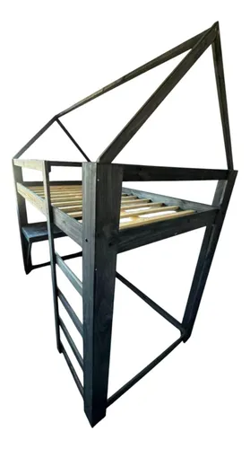 Cama Alta M&r Con Escritorio De Madera
