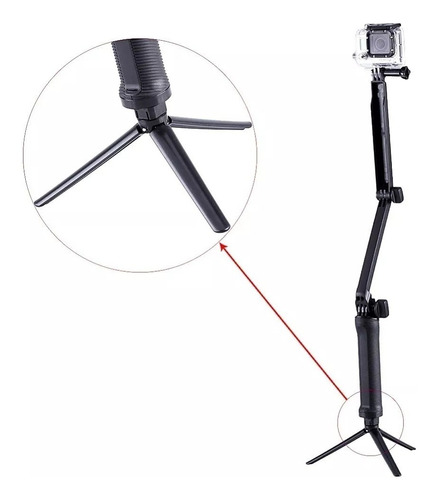 Bastão Monopod Retrátil Gopro Hero 5 4 3 3 + Tripe 3 Way