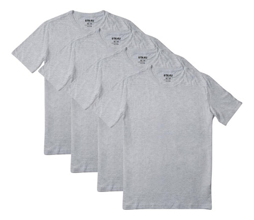 Kit 4 Camisetas Masculina Lisa Slim Algodão Premium Stock4u