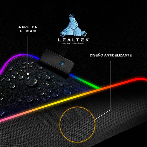 Imagen 6 de 7 de Mousepad Gamer Rgb Luces Led Extra Grande 80x30 Largo Pad