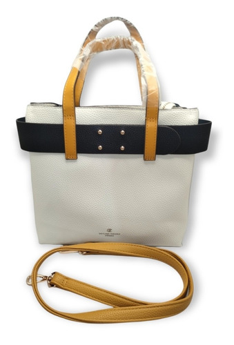 Bolso Cartera Pequeña Oriflame Hermosa Beige Azul Y Amarillo