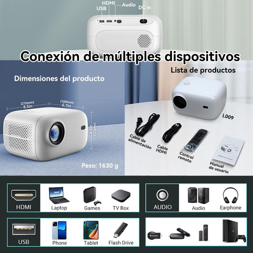 Mini Proyector Portátil 4k, Enfoque Automático Y Corrección