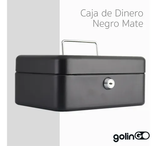 Caja Dinero Fuerte Metal Chica Llave Seguridad Charola Color Negro Mate