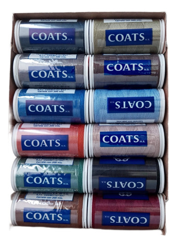 Hilo Para Coser Coats, Colores Sastre, Caja 12 Piezas 
