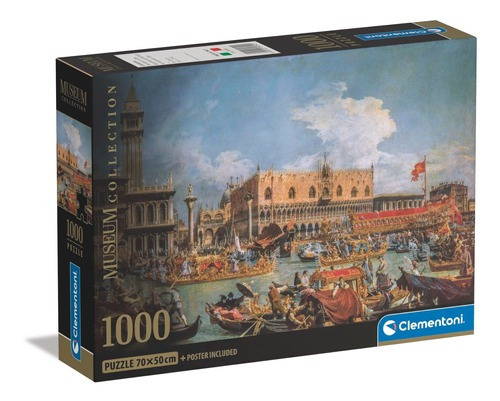 Quebra-cabeças Vista do Grande Canal de Veneza por Canaletto 1000 Pz Clementoni Italia Arte Bucintoro Coleção do Museu Bowes com pôster