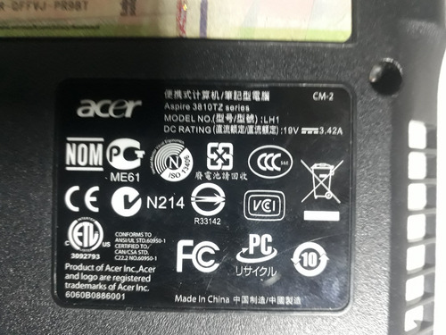 Board Portatil Acer 3810tz En Perfecto Estado