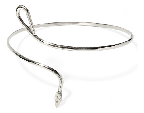 Brazalete Vibora Alpaca Adaptable A Cualquier Brazo Plateado