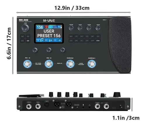Pedaleira Multiefeitos M-Vave Mk-300 para Guitarra e Baixo Digital