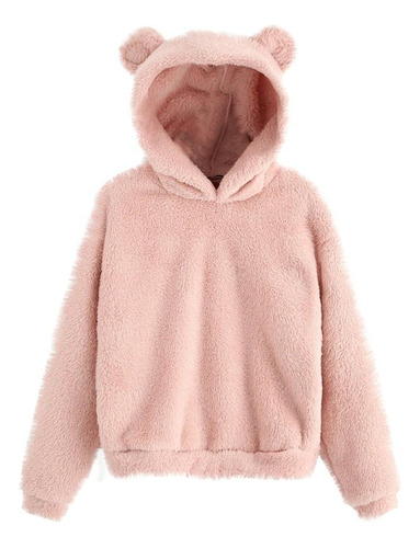 Sudadera Lana Para Mujer Capucha Oso Peluche Abrigo Jersey