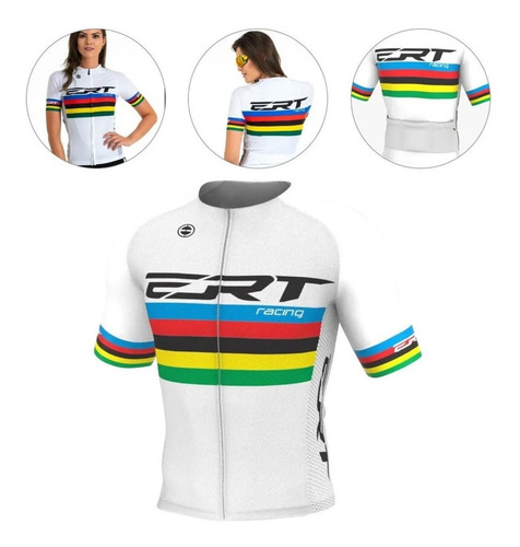 Imagem 3 de 8 de Camisa Ciclismo Elite Ert Campeão Mundial Branca + Brinde