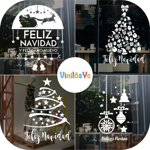 Imagen 1 de 7 de Vinilos Decorativo Vidriera Navidad Fiestas Año Nuevo Regalo