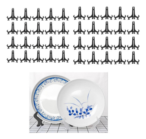 40x 5 And 6 Black Picture Plate Holder Plastic Display