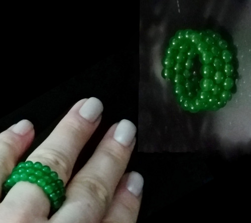 Imagem 3 de 6 de Pedras - Anel Jade Verde 4mm, Aro Ajustável... Cód144a12