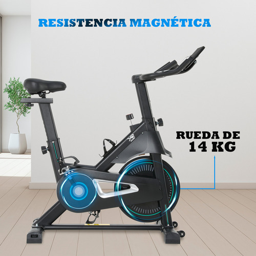 Bicicleta Spinning Fija Kronos 14kg Hogar Fitness Cardio X Rush Negro
