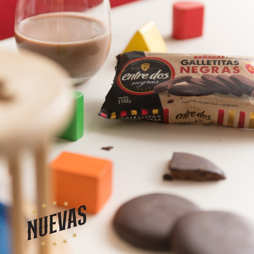 Imagen 2 de 7 de Galletas Bañadas X 6 Unidades Chocolate Negro. Entre Dos.