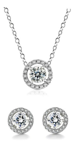 Fino Collar Y Aretes Cristal Austriaco Corte Diamante Envío