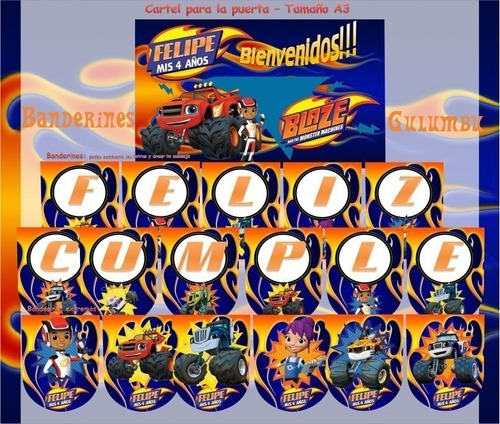 Kit Imprimible Blaze And The Monster Machine Candy Editable