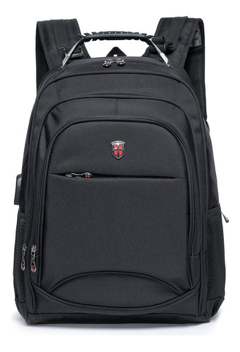 Mochila Swissport Masculina Alça Cabo De Aço Reforçada Preta Cor Preto Desenho do tecido Lisa