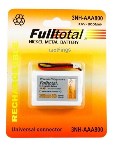 1 Bateria 3nh Aaa Recargable 800 Mah 3.6 V. Para Telefonos 