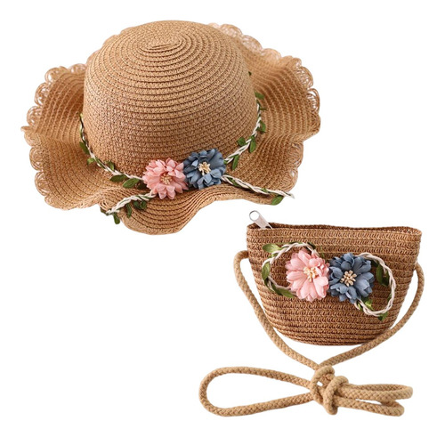 Sombrero Para El Sol Para Niños, Bolso De Mano Tejido, Ala