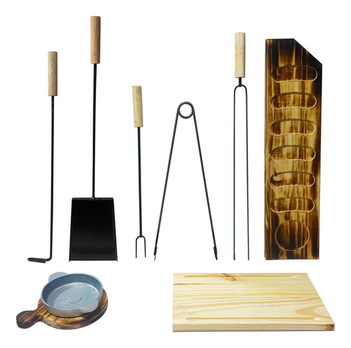 Kit Parrilla Asador Tablas Herramientas Provoletera