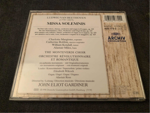 Beethoven - Misa Solemne - John Elliot Gardiner - Cd