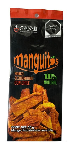 Mango Deshidratado Orgánico Con Chile 50 Gr Caja Con 16 Pzas