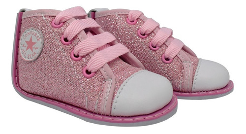 Tenis Zapato No Tuerce Bebe Star Dorado Y Rosado