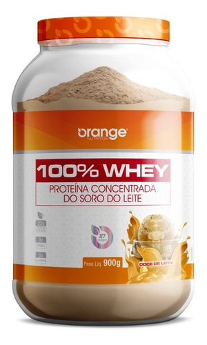 100% Whey Protein Concentrado 900g Orange Nutrition Sabor Doce De Leite