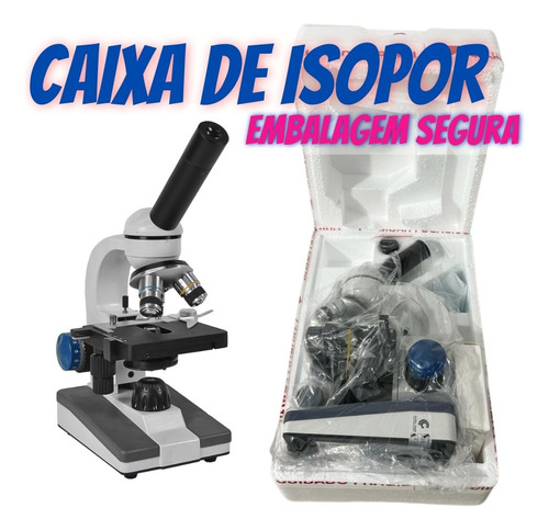 Microscópio Monocular + 12 Lâminas Preparadas Plásticas 640x