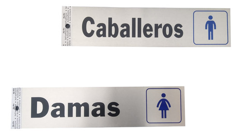 Juego De Letreros Baños Damas Y Caballeros Aluminio 20x5cm