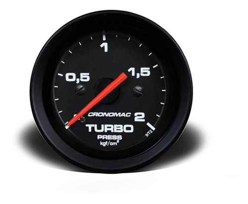 Manômetro Pressão Turbo 52mm 2kg Street Preto Cronomac