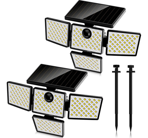 Luces Solares Ip65 Con Sensor Y 4 Cabezales