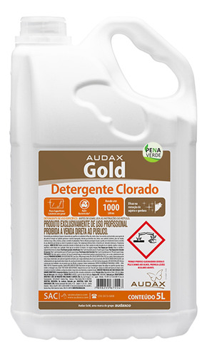 Kit 2 Un Detergente Clorado E Desengordurante Gold 5l Audax