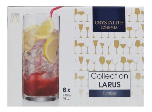 Caixa de 6 copos gravados Super Long Glass Drink 470 Cc