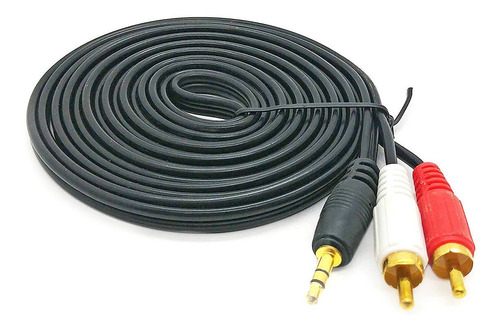 Cabo P2 3.5mm X 2 Rca De Áudio Ponta Dourada 3 Metros Oferta